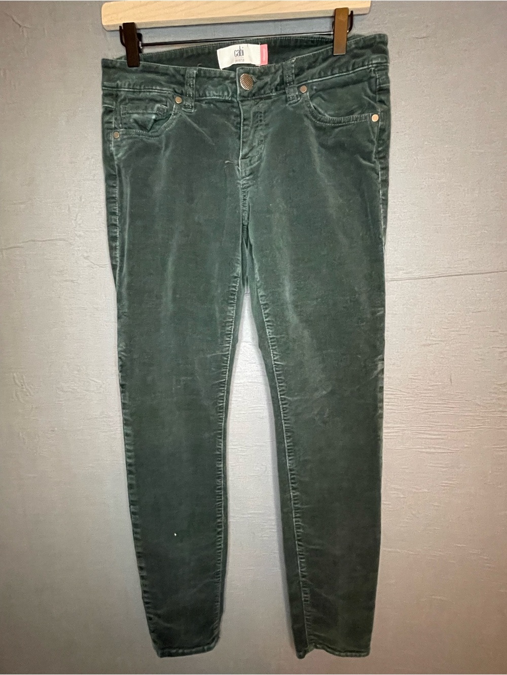 Cabi Jeans Size 4 Women's Skinny Forest Green Corduroy Pants Olive Stretch